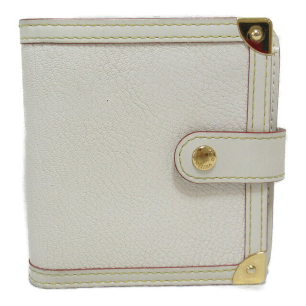 Louis Vuitton Compact Zip Round Wallet Leather Bifold Suhali White